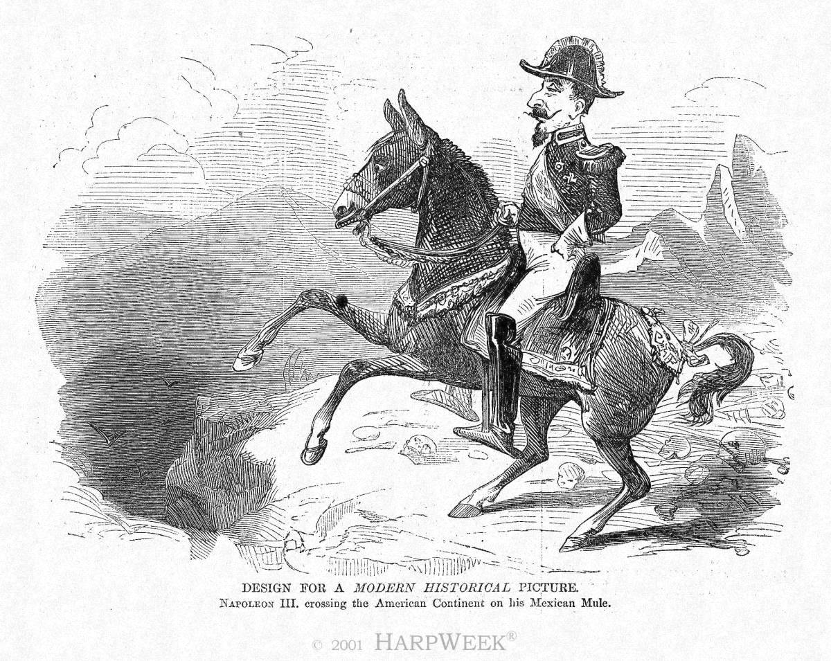 "Design for a <I>Modern Historical </I> Picture:  Napoleon III crossing the American Continent on his Mexican Mule"